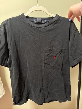 Ralph Lauren Black Short-Sleeve Pocket Tee with Red Pony